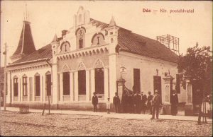 Dej Oficiul poștal/Dés Kir postahivatal, carte poștală, circulată Gherla