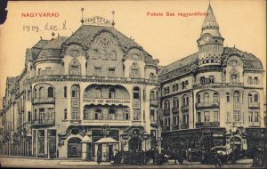 Oradea, marele hotel Vulturul Negru/Nagyvárad Fekete Sas nagyszálloda, carte poștală, circulată Gherla