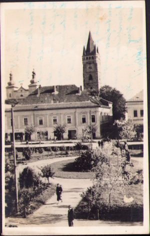Baia Mare, Piața mare cu turnul Sf Ștefan/Nagybánya, Főtér a Szent István toronnyal, carte poștală, circulată Gherla