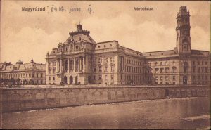 Oradea, Primăria/Nagyvárad Városháza, carte poștală, circulată Gherla