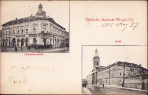 Salutări din Satu Mare/Üdvözlet Szatmár-Németiből, carte poștală, circulată Gherla