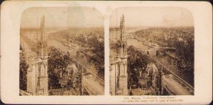Paris, Cathédrale Notre-Dame, une prise des tours vers le pont d'Austerlitz, Stereoskopbilder-Institut C Wurfschmidt, Leipzig-Gohlis, stereoscopic photo