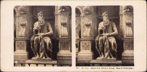 Roma, Chiesa di S Pietro in Vincoli, Mose di Michelangelo, Stereoskopbilder-Institut C Wurfschmidt, Leipzig-Gohlis, stereoscopic photo