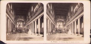 Roma, S Lorenzo fuori le mura, interno, Neue Photographische Gesellschaft A G, Steglitz-Berlin, 1909, stereoscopic photo