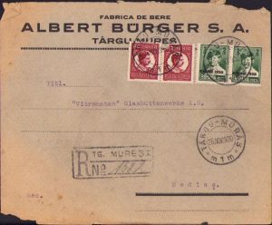 Plic cu antet Fabrica de bere Albert Bürger din Târgu Mureș, anii 1930