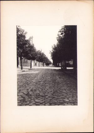 Trăsuri și biciclist pe stradă din Arad, fotografie de Aurelian Florinescu, anii 1920