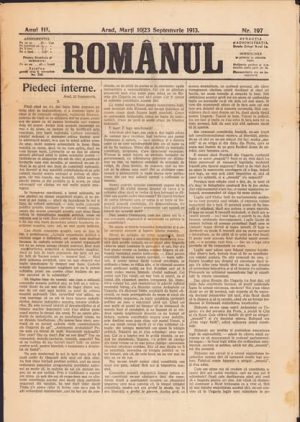 Ziarul Românul, 197/1913, Arad, despre moartea lui Aurel Vlaicu