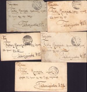 Cinci scrisori, 1915-1917, adresate stegarului Fröhr Konrad din 32 Honvéd Gyalog Ezred, Táboriposta 415 de către soția sa din Bocșa, județul Caraș-Severin