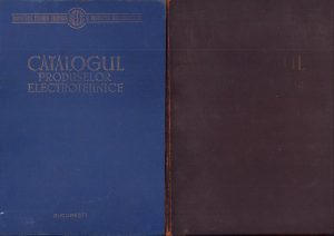 Catalogul produselor electrotehnice produse în România până în anul 1957, lot de 2 cataloage conținând în total 78 broșuri tehnice detaliate