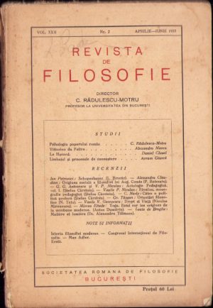 Revista de Filosofie, 2/1937
