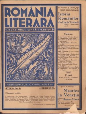 România literară, numărul 1, anul I, 1930