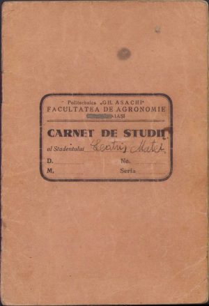 Carnet de student, 1942, Facultatea de Agronomie Chișinău-Iași