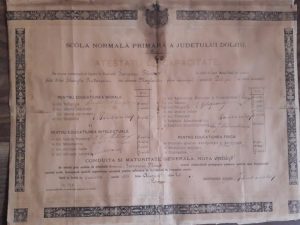 Atestatu de capacitate, 1886, Scola Normală a județului Doljiu, pentru învățătorul Georgescu Florea Rudășeanu din Maglavit