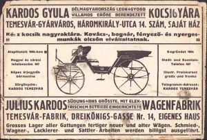 Pliant de reclamă ale unor firme din Timișoara din anii 1910, perioada austro-ungară, plus plicul său