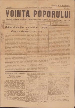 Voința poporului, 5/1921, Arad