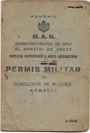 Permis militar românesc de conducere pe mașinile armatei, 1944