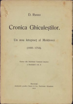 Cronica Ghiculeștilor, Un nou letopiseț al Moldovei (1695-1754) de D Russo, 1915