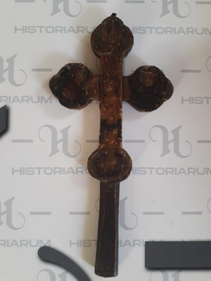 Cruce românească ortodoxă pictată pe ambele fețe, din lemn, anul 1937