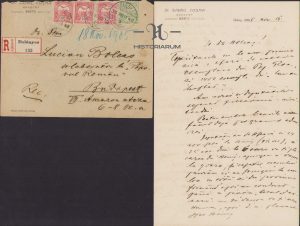 Scrisoare olografă adresată lui Lucian Bolcaș de Gavril Cosma privitor la organizarea celor două adunări poporale de la Vașcău și Beiuș din noiembrie 1905, ca urmare a ieșirii din pasivitate a Partidului Național Român în ianuarie același an, adunări la care Cosma îl invită să ia parte alături de toți susținătorii cauzei naționale