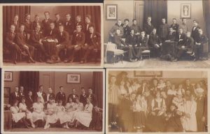 Lot de patru fotografii studenți din Sibiu în diferite ipostaze, 1922, studio Fischer, Sibiu