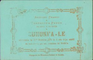 Invitație la nuntă, 1871, Băița, județul Hunedoara, Antioh Frâncu și Ecaterina Petco