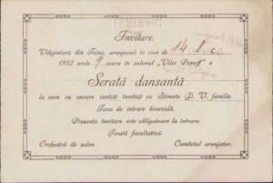 Invitație la serată dansantă, 1932, Caransebeș