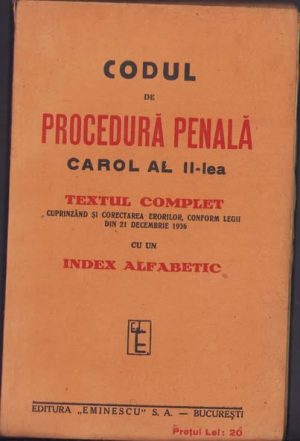Codul de procedură penală Carol al II-lea, 1936