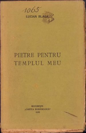 Pietre pentru templul meu de Lucian Blaga, 1920