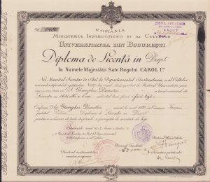Diplomă de licență în Drept, 1912, Universitatea din București