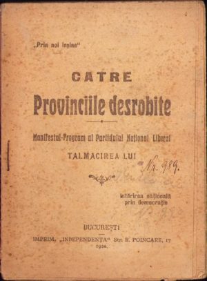 Către provinciile desrobite, Manifestul-program al Partidului Național Liberal, Tălmăcirea lui, 1920