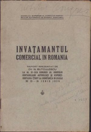Învățământul comercial în România de Nicolae Butculescu, 1929