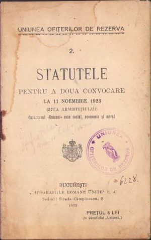 Statutele Uniunii Ofițerilor de Rezervă, 1923