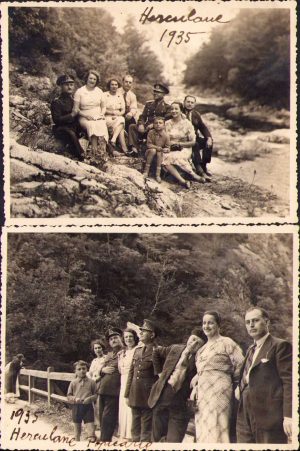 Lot de 2 fotografii, Herculane, Valea Cernei și podul de la Popice, 1935