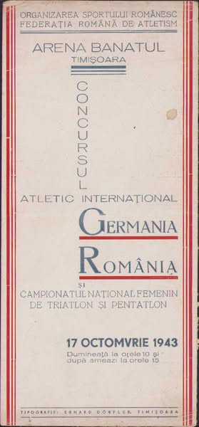 Concursul atletic internațional Germania - România și campionatul național feminin de triatlon și pentatlon, 1943, Timișoara, program