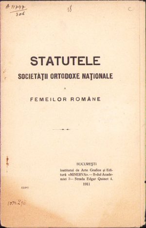 Statutele Societății ortodoxe naționale a femeilor române, 1911