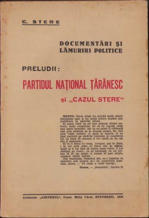 Partidul Național Țărănesc și Cazul Stere de C Stere, 1930, Atelierele Adeverul, București