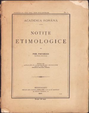 Notițe etimologice de Per Papahagi, 1907