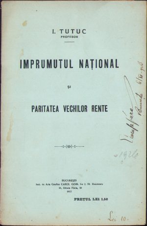Împrumutul național și paritatea vechilor rente de I Tutuc, 1917
