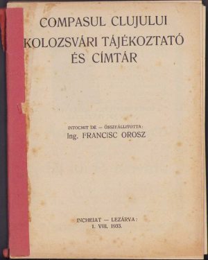 Compasul Clujului, Kolozsvári tájékoztató és cimtár de Francisc Orosz, 1933