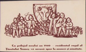 Felicitare de An Nou 1940 din partea rezidentului regal al Ținutului Someș, dr Coriolan Tătaru