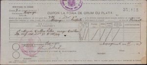 Cupon la foaie de drum militară, 1924