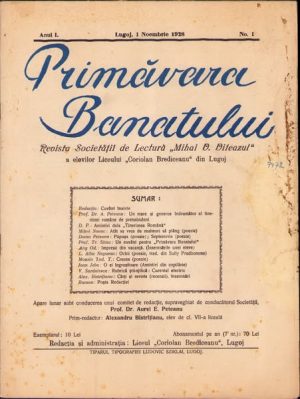Primăvara Banatului, numărul 1, anul I, 1928, Lugoj