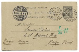 Caius Brediceanu, carte poștală scrisă manu propria, 1899