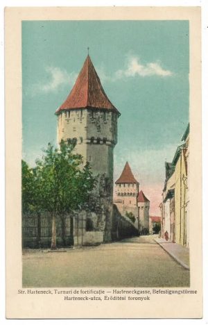 Sibiu, str. Harteneck, turnuri de fortificație, carte poștală