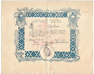 Diplomă de șef de patrulă de cercetași, 1927, centuria I, cohorta Fântânele, Legiunea Napoca
