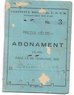 Abonament la patinoarul din parc, Cluj, 1933