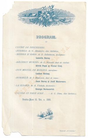 Tinerimea Română, program, Oradea, 1898