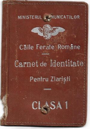 Carnet de identitate pentru ziariști, 1923, aparținând militantului pentru drepturile naționale ale românilor ardeleni, Lucian Bolcaș