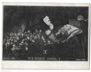 Regele Carol I pe catafalc, carte poștală