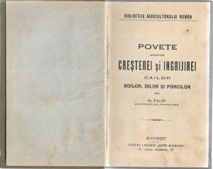 Povețe asupra creșterei și îngrijirei cailor, boilor, oilor și porcilor de N Filip, fără an